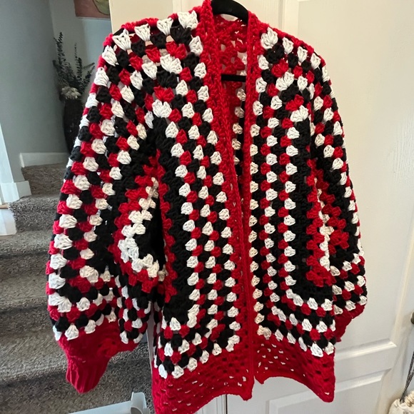 Cardigan Trending Crochet Hexagon Granny Oversized fit OS fits up to XL MENS - Picture 9 of 10